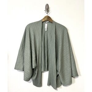 Marla Wynne Kimono Cardigan Wrap Size‎ 1X Silver Gray Pleated Stretch Artsy